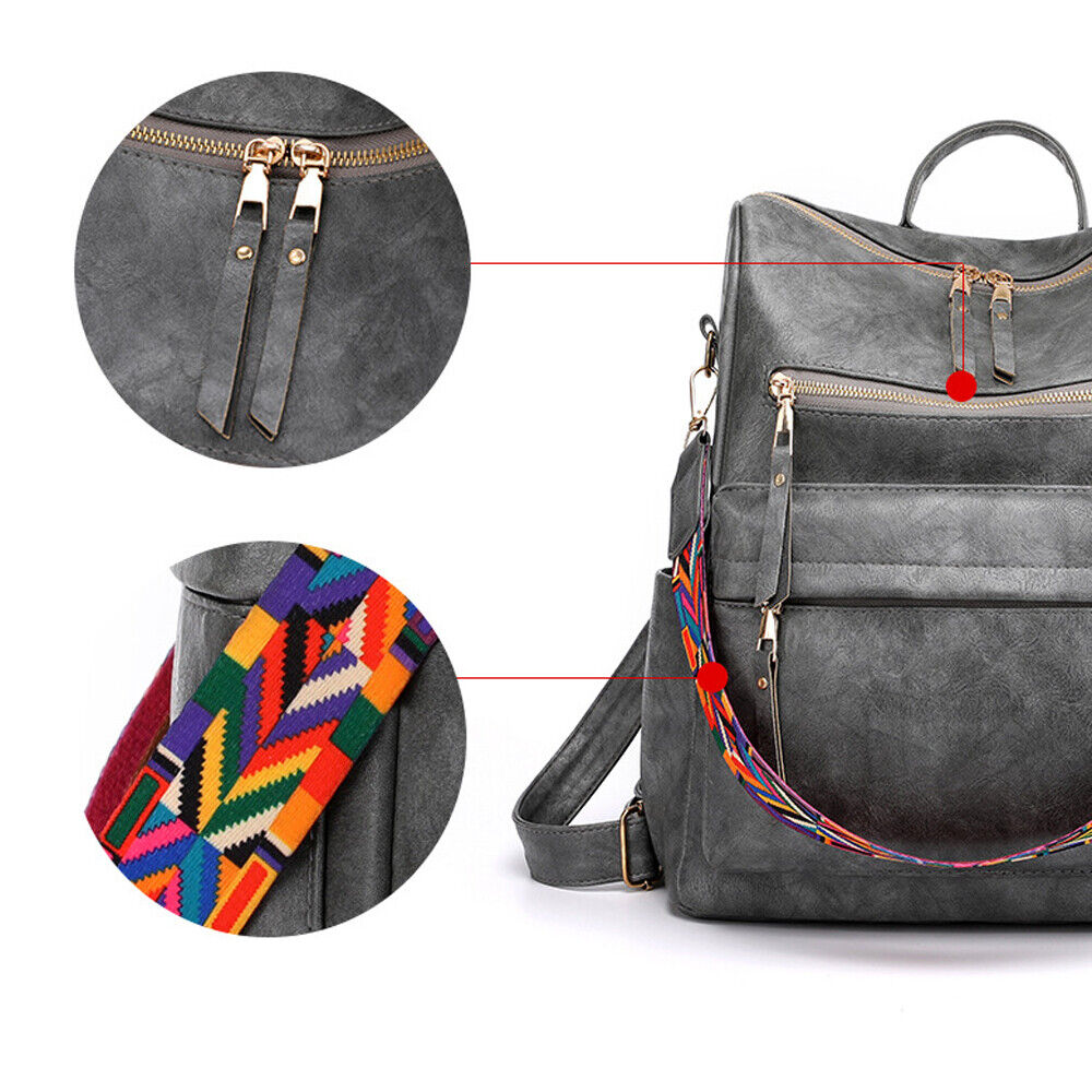 Leather Backpack Purse for Women Designer Large Travel Convertible Shoulder Bag 24Hr Smart